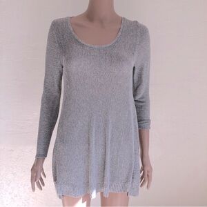 Linen Blend Silver Mesh Light Sweater Eileen Fisher Knitted Women’s Size XS Crew
